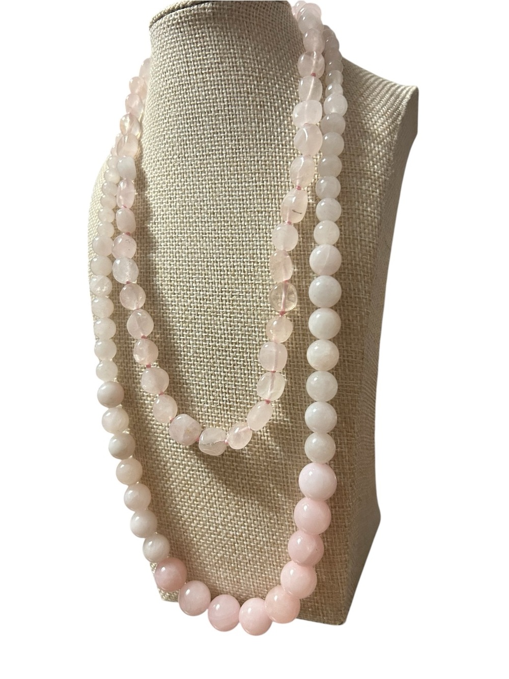 Rose Quartz Beaded Necklace - Two Necklaces